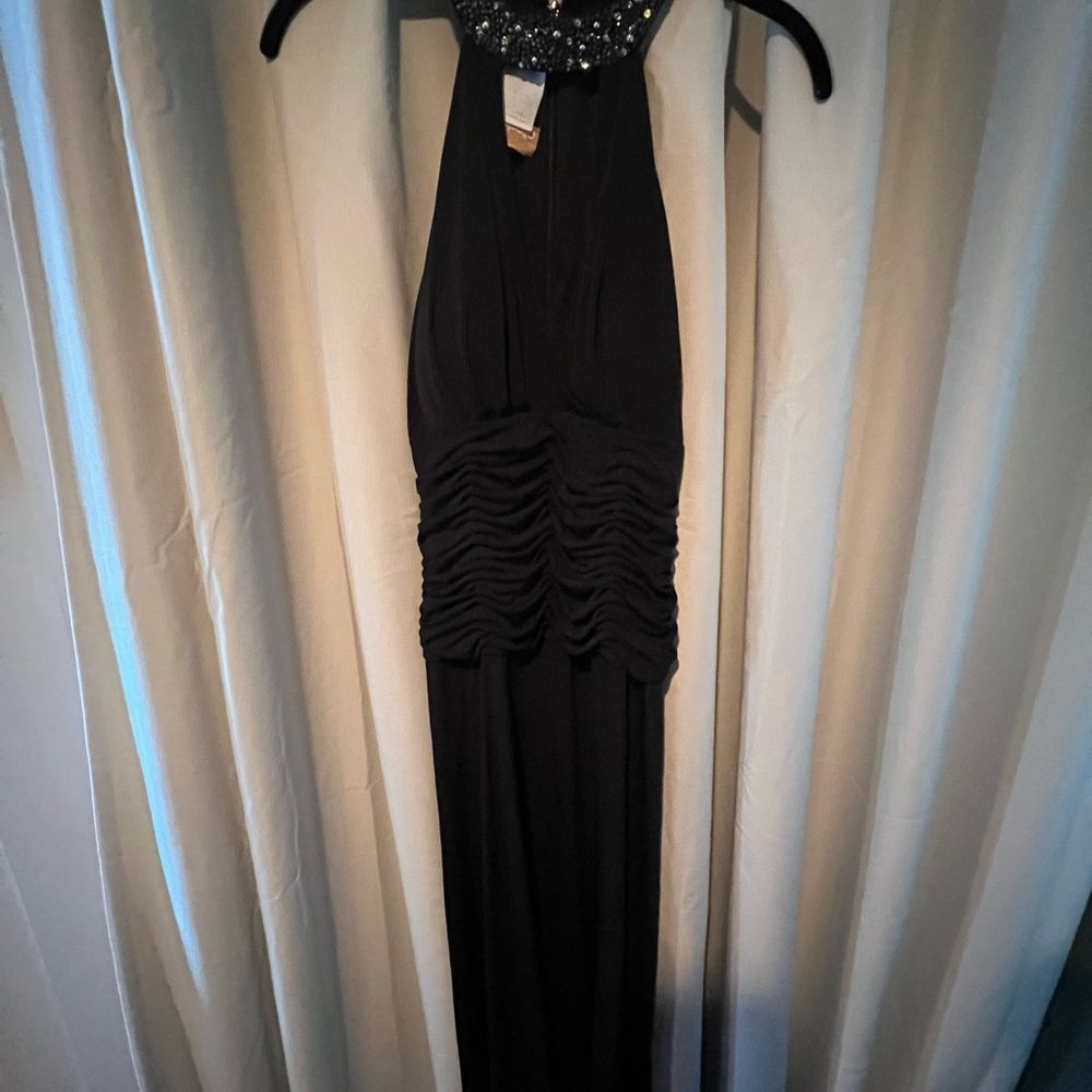 Carabella Elegant Black Evening Dress retro 90’s prom maxi beaded sequin
